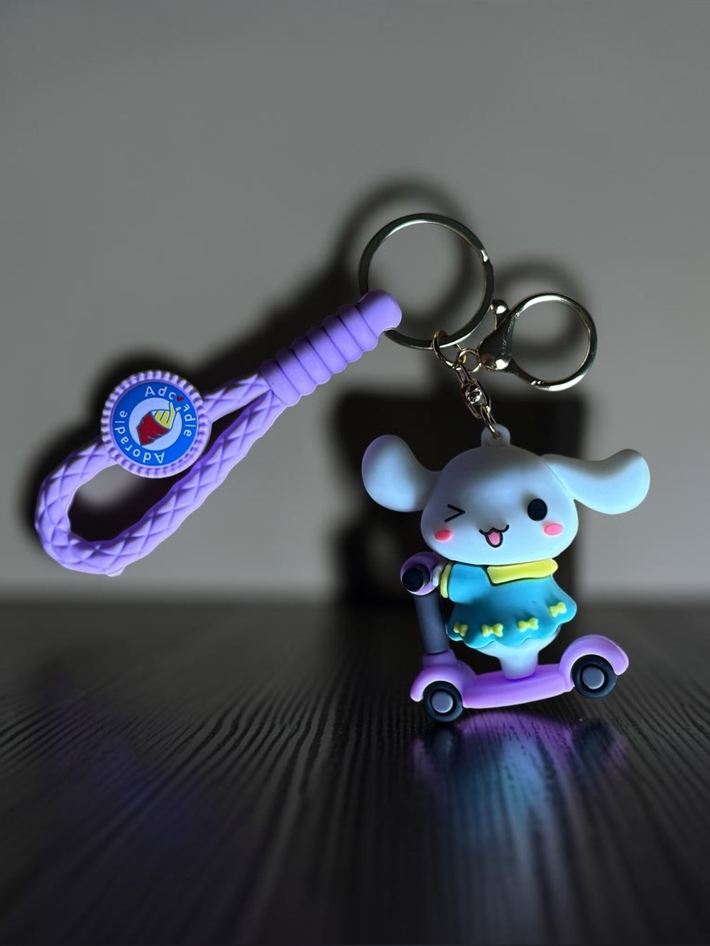 Cute Cinnamoroll Scooter Keychain Charm - Purple